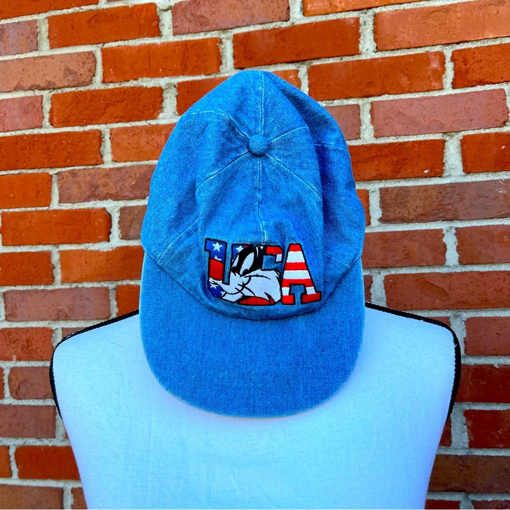 Vintage Looney Tunes Sylvester USA Denim Hat with Elastic Back